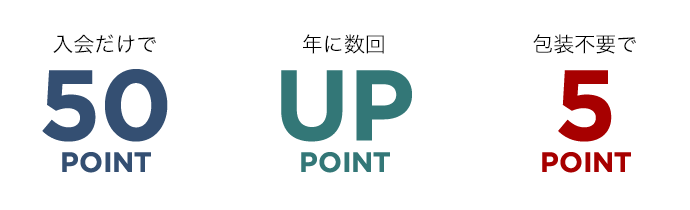 入会だけで50POINT 年に数回UPPOINT 包装不要で5POINT